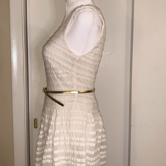 Guess White Fit and Flare Gold Belted Dress - Picture 5 of 10